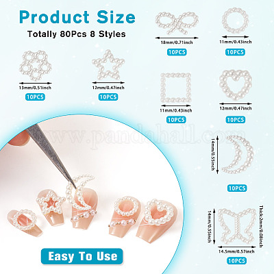 80 шт. 8 стиля кабошонов из искусственного жемчуга из смолы RESI-TA0003-88-1