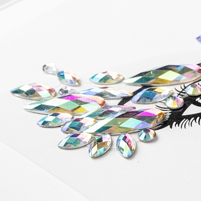 Акриловые наклейки для лица с драгоценными камнями MRMJ-F014-08-1