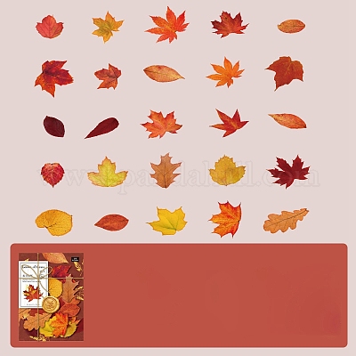 50 шт. бумажные наклейки с изображением кленового листа STIC-P017-C01-1