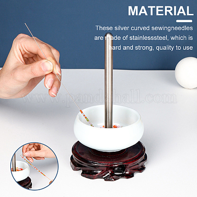 Beebeecraft 10шт 304 изогнутые иглы для бисероплетения из нержавеющей стали TOOL-BBC0001-07-1