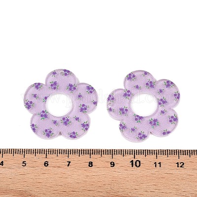 Акриловые подвески с цветочным принтом OACR-T028-06C-1