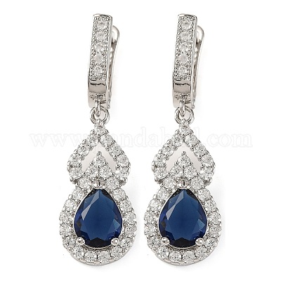 Серьги-кольца из латуни с микропаве и кубическим цирконием в форме тыквы EJEW-I304-13P-03-1