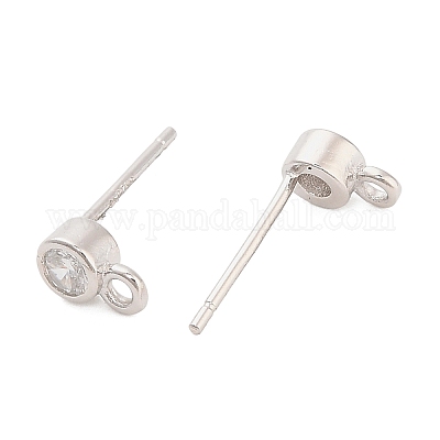 925 плоские круглые серьги-гвоздики из стерлингового серебра с микропаве из прозрачных кубических цирконий STER-B010-02B-P-1