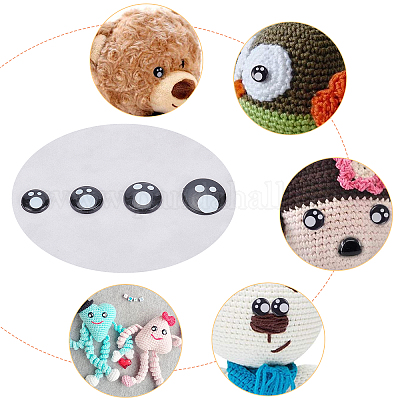 PandaHall Elite Craft Plastic Doll Eyes & Nose Se, with Plastic Washer,  Half Round, Doll Making Supplies, Black, 409pcs/bag