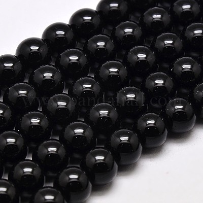 6mm Round Cats Eye Beads - BLACK A Grade