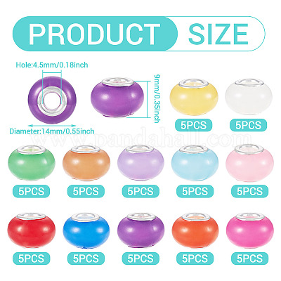 60 шт. двухцветные светящиеся акриловые европейские бусины LACR-TA0001-06-1