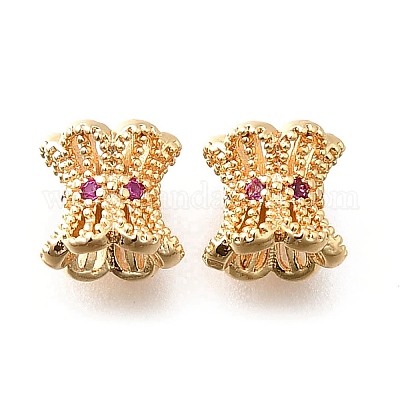 Латунные микропаве пурпурные кубические циркониевые бусины KK-M318-24G-02-1