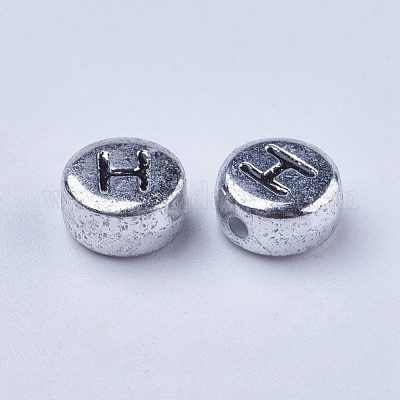 Wholesale Silver Color Plated Acrylic Horizontal Hole Letter Beads 