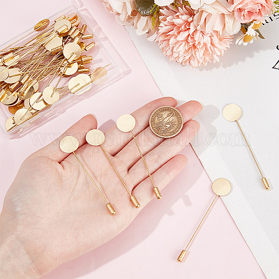 60 шт. латунные значки с круглым лотком KK-SC0005-02-1