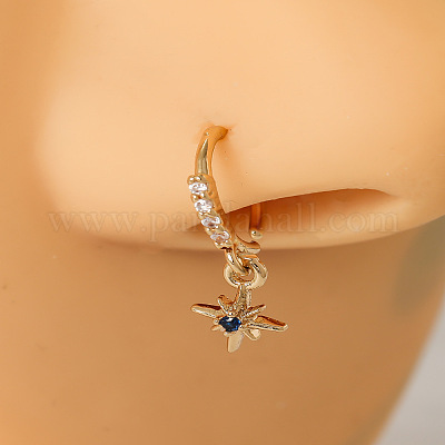 Латунные микропаве прозрачные и синие кубические цирконии подвесные кольца для носа FS-WGE8D7E-09-1