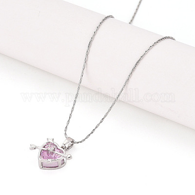 Кулон в форме сердца со стрелой из кубического циркония из нержавеющей стали 304 NJEW-T018-07P-1