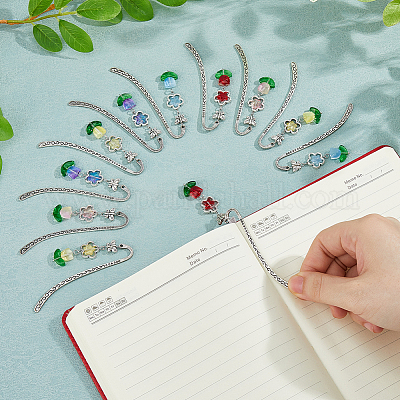 15 шт. 5-х цветные стеклянные тюльпаны-подвески-закладки AJEW-HS00009-1