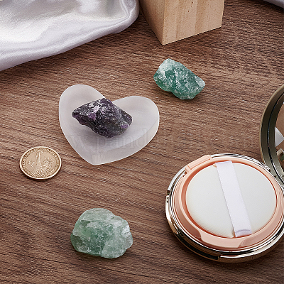 Декоративные чаши из натурального селенита в форме сердца AJEW-WH0460-043A-1