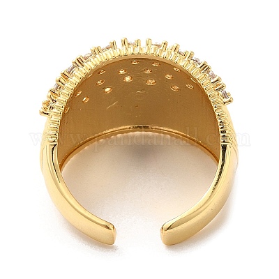 Открытые манжеты из латуни с микропаве кубический цирконий RJEW-P098-16G-1