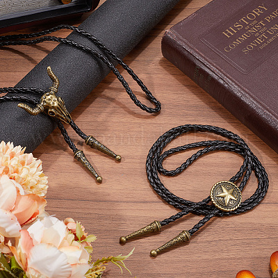 2 шт. 2 стиля регулируемый винтажный галстук-боло из искусственной кожи NJEW-GF0001-10AB-1