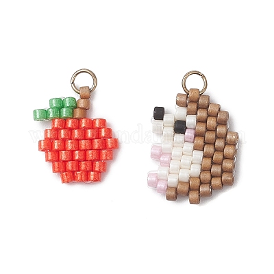 2 шт. 2 стиля подвесок-яблок и ежик из бисера PALLOY-MZ01094-1