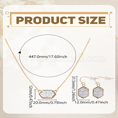 Комплекты из шестиугольных подвесок из сплава смолы и серег-подвесок для женщин&nbsp;SJEW-LP0001-52B-1