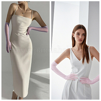 Длинные перчатки из полиэфирной сетки AJEW-WH20020-003A-1