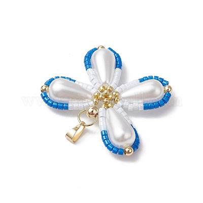 Подвески-бабочки из двухцветного стеклянного бисера PALLOY-MZ00556-1