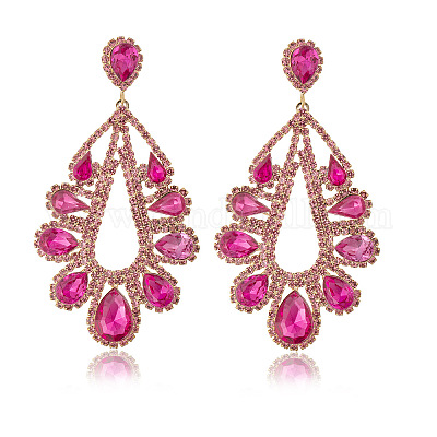 Серьги-гвоздики из латуни с каплевидной формой и стразами FS-WGBB975-01-1