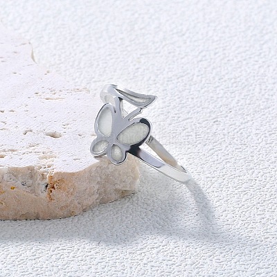 Светящееся в темноте кольцо-бабочка из нержавеющей стали PW-WG57071-01-1