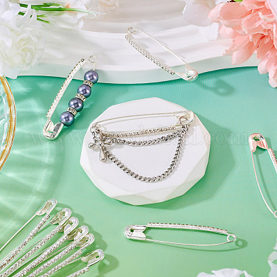 Железные булавки со стразами для одежды&nbsp;JEWB-TAC0010-42S-1