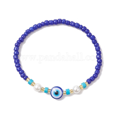 3 шт. двухцветные эластичные браслеты из стеклянных бусин для женщин BJEW-JB12206-1