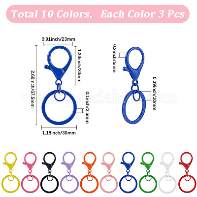 30 шт. 10-х цветная фурнитура для застежки брелока из цинкового сплава FIND-SC0014-16-1