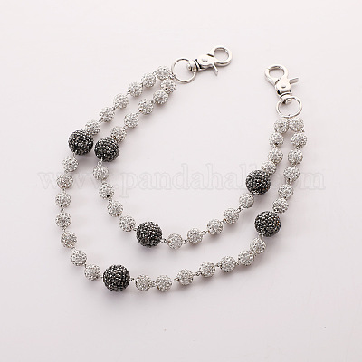 Двухслойные цепочки для брюк из полимерной глины с круглыми бусинами и стразами FS-WG9506A-21-1