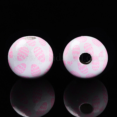 Деревянные бусины с принтом на пасхальную тематику WOOD-T032-22H-1