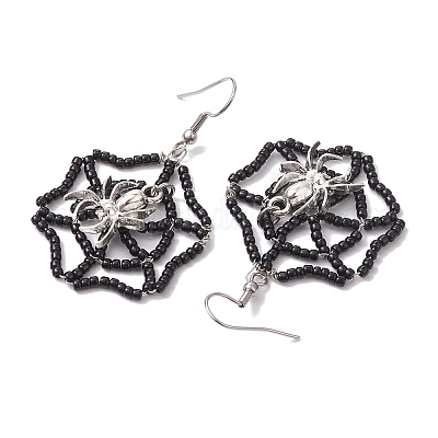 Серьги с подвесками из бисера ручной работы EJEW-MZ00142-1