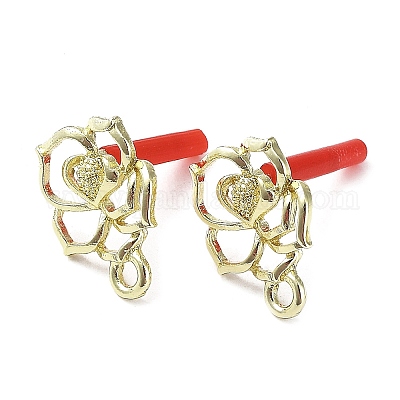 Серьги-гвоздики из сплава с цветочным покрытием для стойки EJEW-B030-09G-1