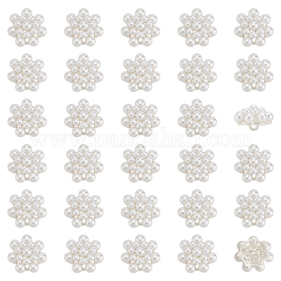 30 шт. пуговицы из сплава пластика с перламутровой ножкой BUTT-FG0001-34-1