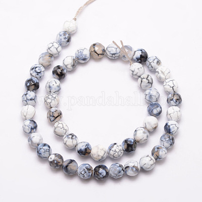 Бусы из натурального огненного агата с потрескиванием X-G-K166-07F-8mm-02-1