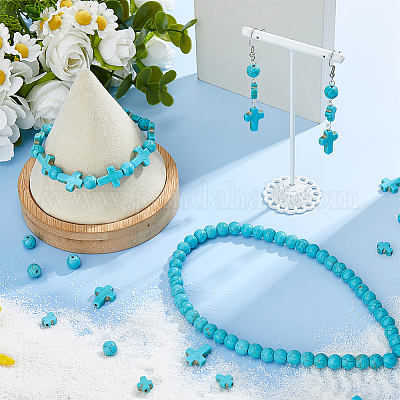 6 нить 3 нити окрашенных синтетических бирюзовых бусин 8~16x8~12 стилей G-FH0002-46A-1