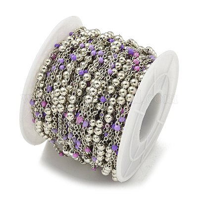 Цепочка из латунных эмалевых круглых бусин CHC-G022-07P-20-1