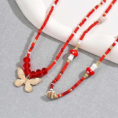 Подвеска-бабочка из сплава с грибами из смолы FS-WGE52BD-01-1