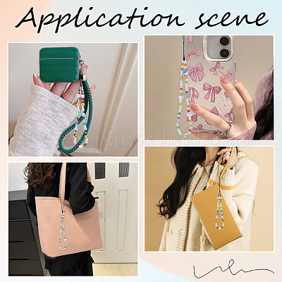 2 шт. 2 стиля стеклянных и смоляных мобильных ремешков AJEW-GF0010-06-1