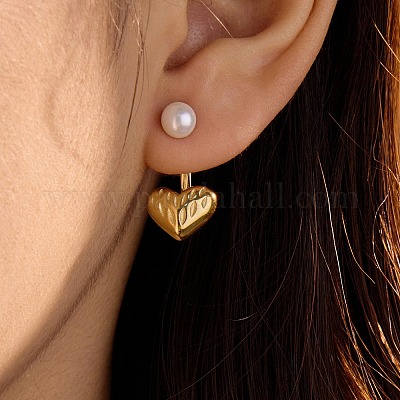 Серьги-гвоздики с ракушечным жемчугом из нержавеющей стали 304 EJEW-Q019-01G-1