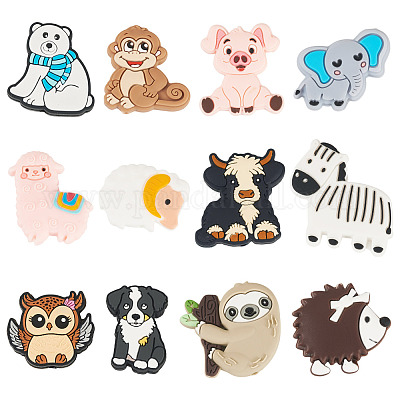 Силиконовые бусины в виде животных из мультфильмов SIL-TA0002-70-1