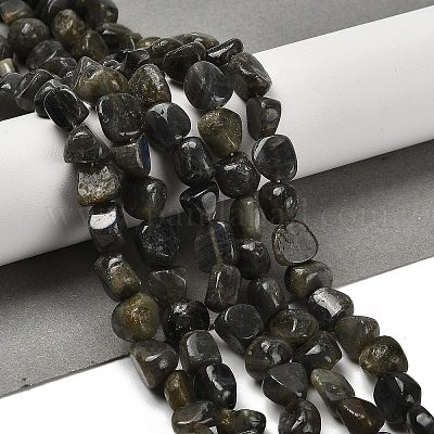 Натуральные нити бус из ларвикита G-P497-01E-85-1