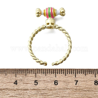 Латунные эмалевые открытые манжеты для женщин RJEW-F179-08G-01-1