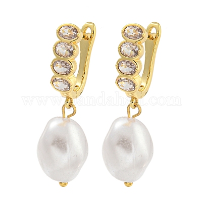 Серьга-кольцо из латуни с микропаве EJEW-C102-26A-G-1