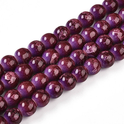 Выпечка окрашенные стеклянные бусины пряди DGLA-N008-8mm-04-1