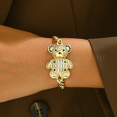 Латунь микро проложить кубического циркония браслеты ссылку LX2586-1-1