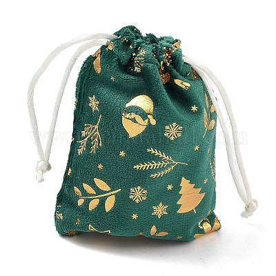 Рождественские бархатные сумки для хранения с золотым тиснением ABAG-Q053-01B-01D-1