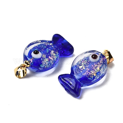 Подвески ручной работы из дихроичной фольги в технике лэмпворк DICH-G001-01G-08-1