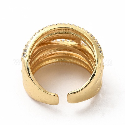 Толстое открытое кольцо-манжета из прозрачного кубического циркония KK-A180-56G-1