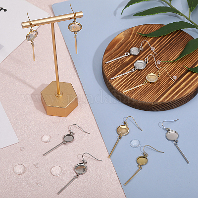 8 пара 4 стиля пустых стеклянных висячих сережек EJEW-AB00008-1