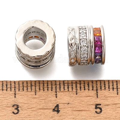 Реечное покрытие латунь микро паве кубический цирконий европейские бусины KK-H508-14P-1